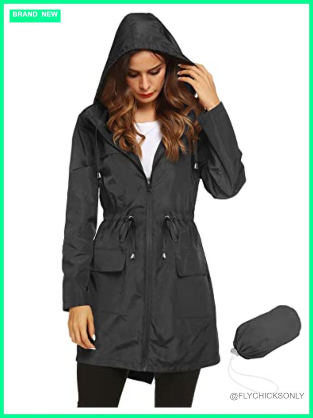 Women Waterproof Lightweight Hooded Rain Jacket Outdoor Windbreaker